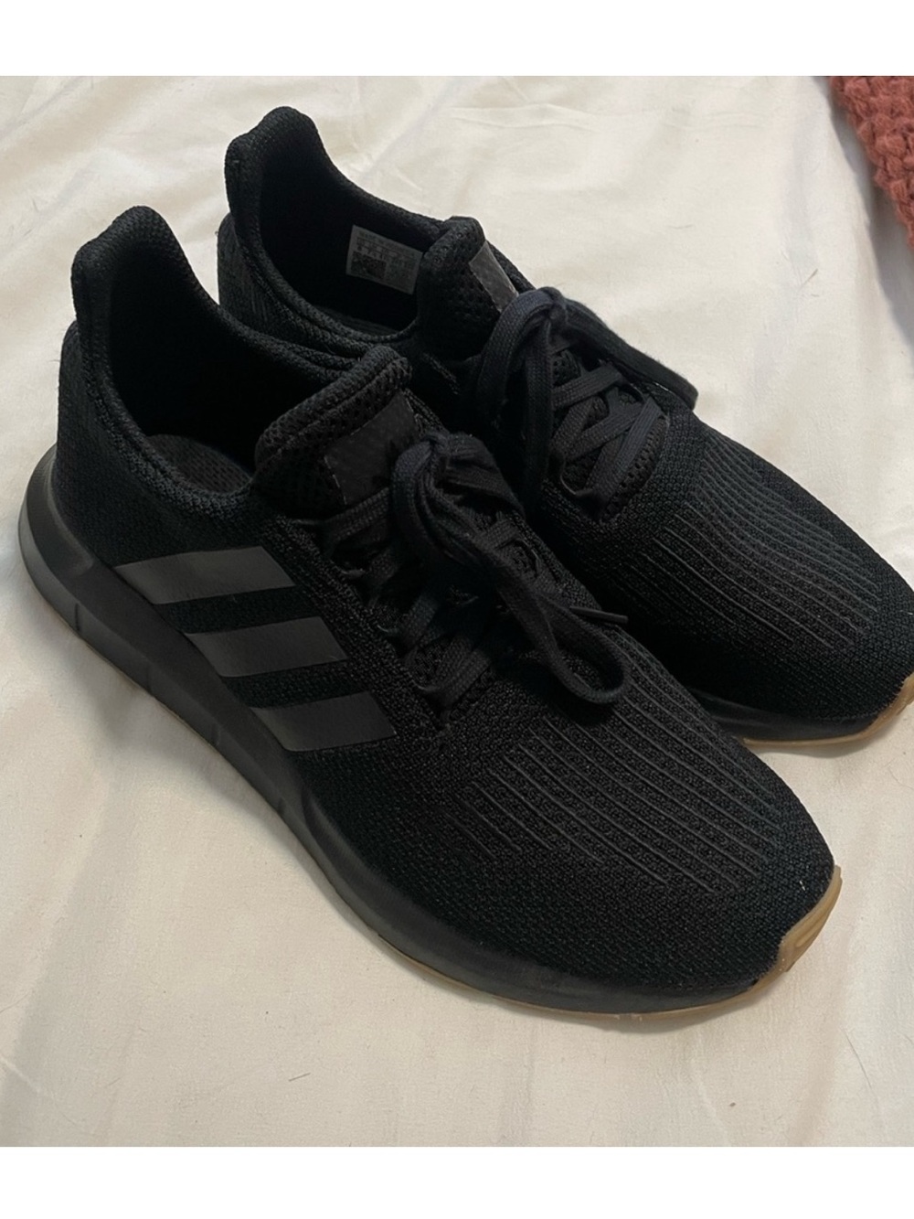 adidas Black Knit Lace-Up Sneakers with Gum Accent